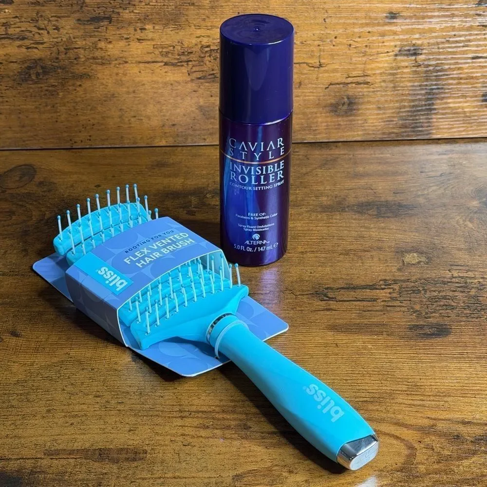 Alterna Caviar Invisible Roller Spray + Bliss Flex Vented Brush NWT Blowout Set